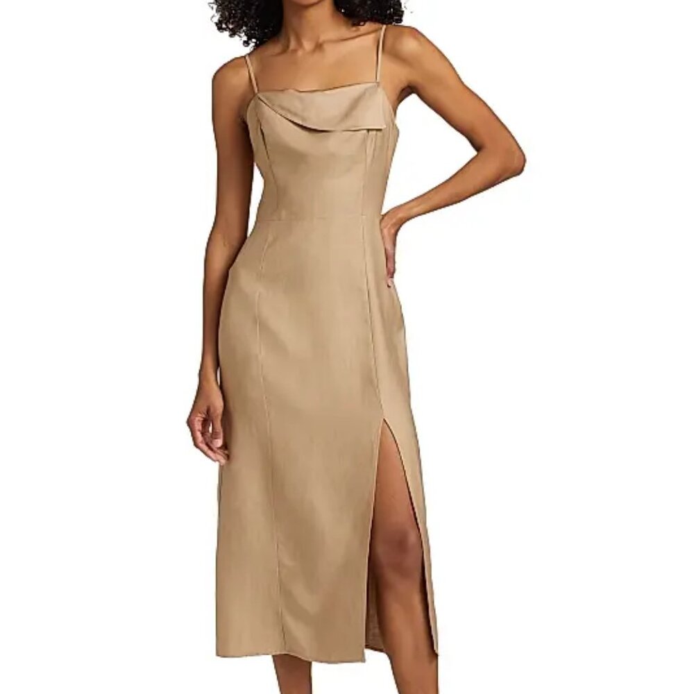 NWT$258 Rails Ellasandra Linen-Blend Cocktail Midi Dress XS 0-2